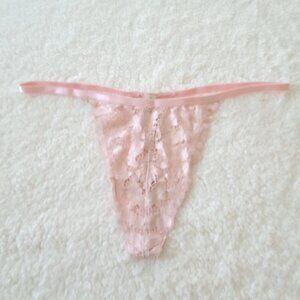 Intimately Free People G String Thong Lace Panty Size M Pink Floral NWOT